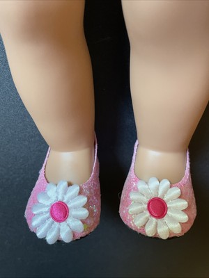 Pink Glittery Ballet Daisy Slip On Shoes 18  Doll Clothes