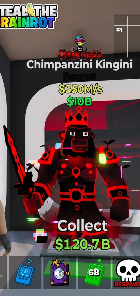 Fortnite Steal the Brainrot Chimpanzini Kingini Darkness + Glitch trait
