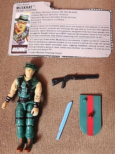 Muskrat Swamp Fighter v1 1988 100% Complete GI Joe w/ Card EXCELLENT
