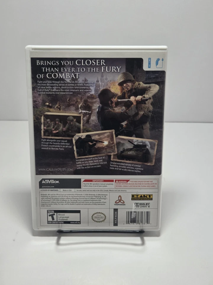 Call of Duty 3 (Nintendo Wii, 2006) CIB Complete TESTED - Image 3 of 3