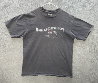 Harley Davidson Shirt Mens XL Gray Motorcycle Biker Grunge Faded Thrasher Skater
