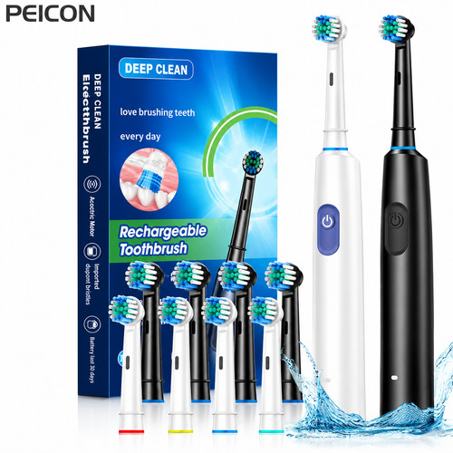 Rotating Electric Toothbrush Smart Timer 4 Brush Heads 5 Modes USB Rechargeable