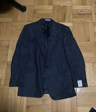 YSL Yves Saint Laurent Mens Navy  Grey Wool Blazer Sport Coat Suit Jacket 42 R