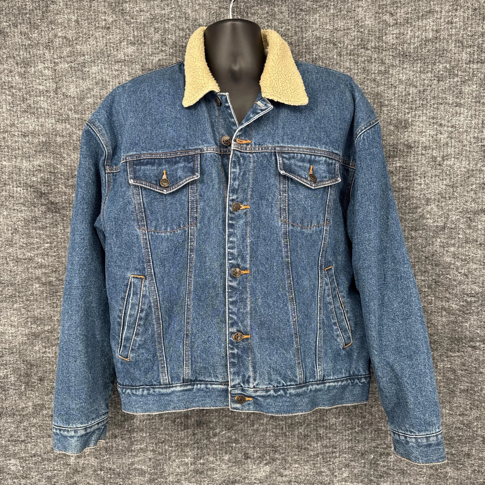 ELY Denim Jacket Mens Large Blue Sherpa Lined Trucker Western Casual Outdoor
