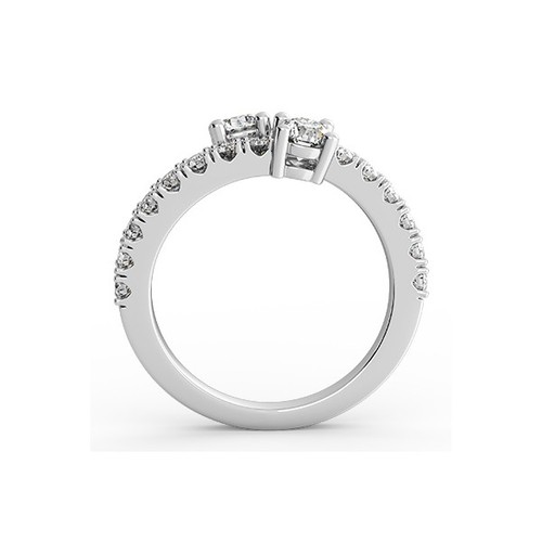 2.44ct tw H/SI2 Round Cut Earth Mined Certified Diamonds 18K Gold Two Stone Ring - Picture 20 of 21