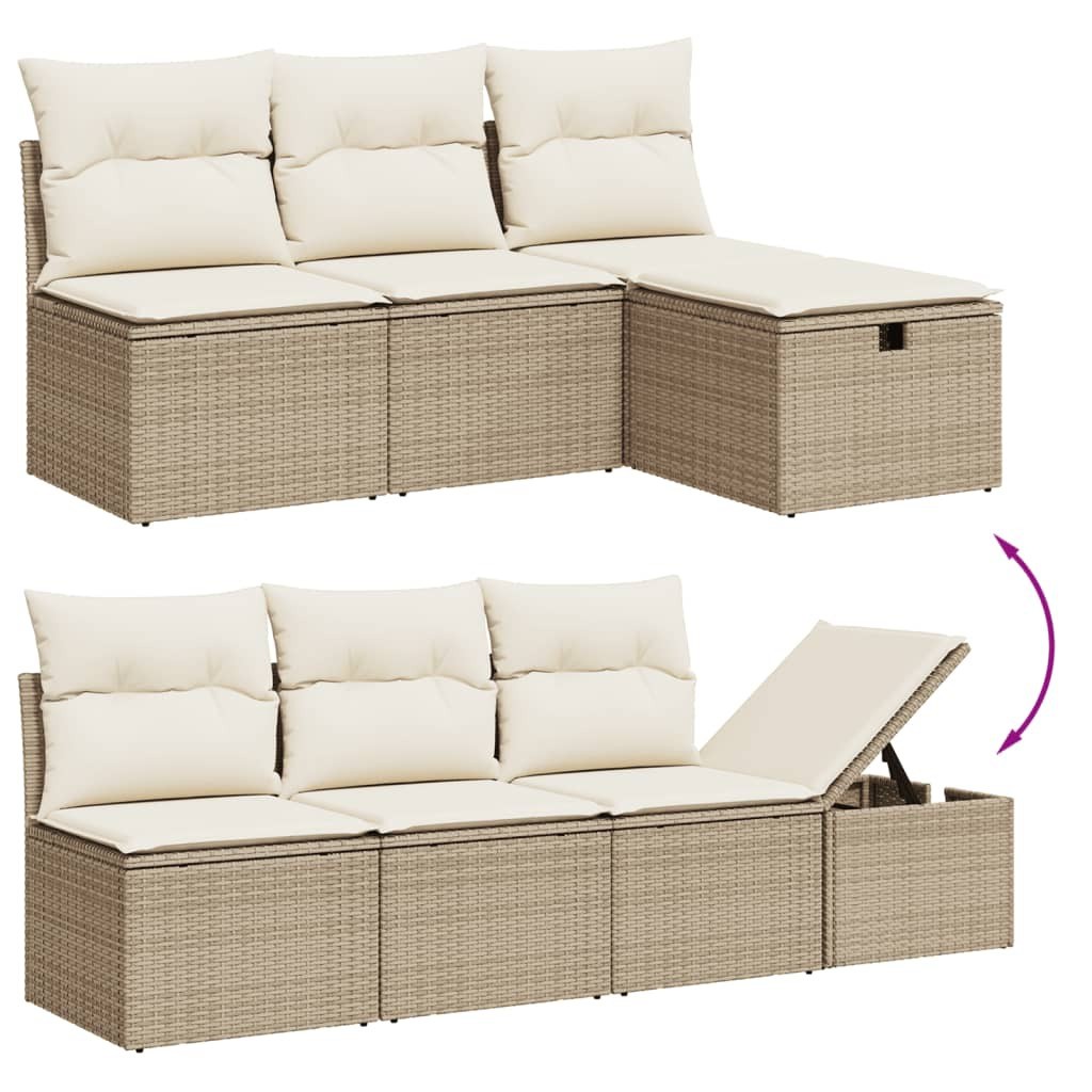 Garden Sofa Set Beige Poly Rattan Large Modular Garden Sofa Set
