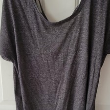Women's Gray Solid Knit Scoop Neck Short Sleeve Pullover T-Shirt Size L/XL
