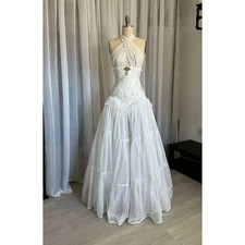 Vintage Victorian Wedding Dress Halter Backless A-Line Medieval Bridal Gowns