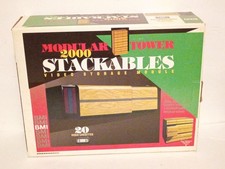 BMI Video Cassette VHS Holder Storage Cabinet 20 Tapes Faux Wood Vintage NEW