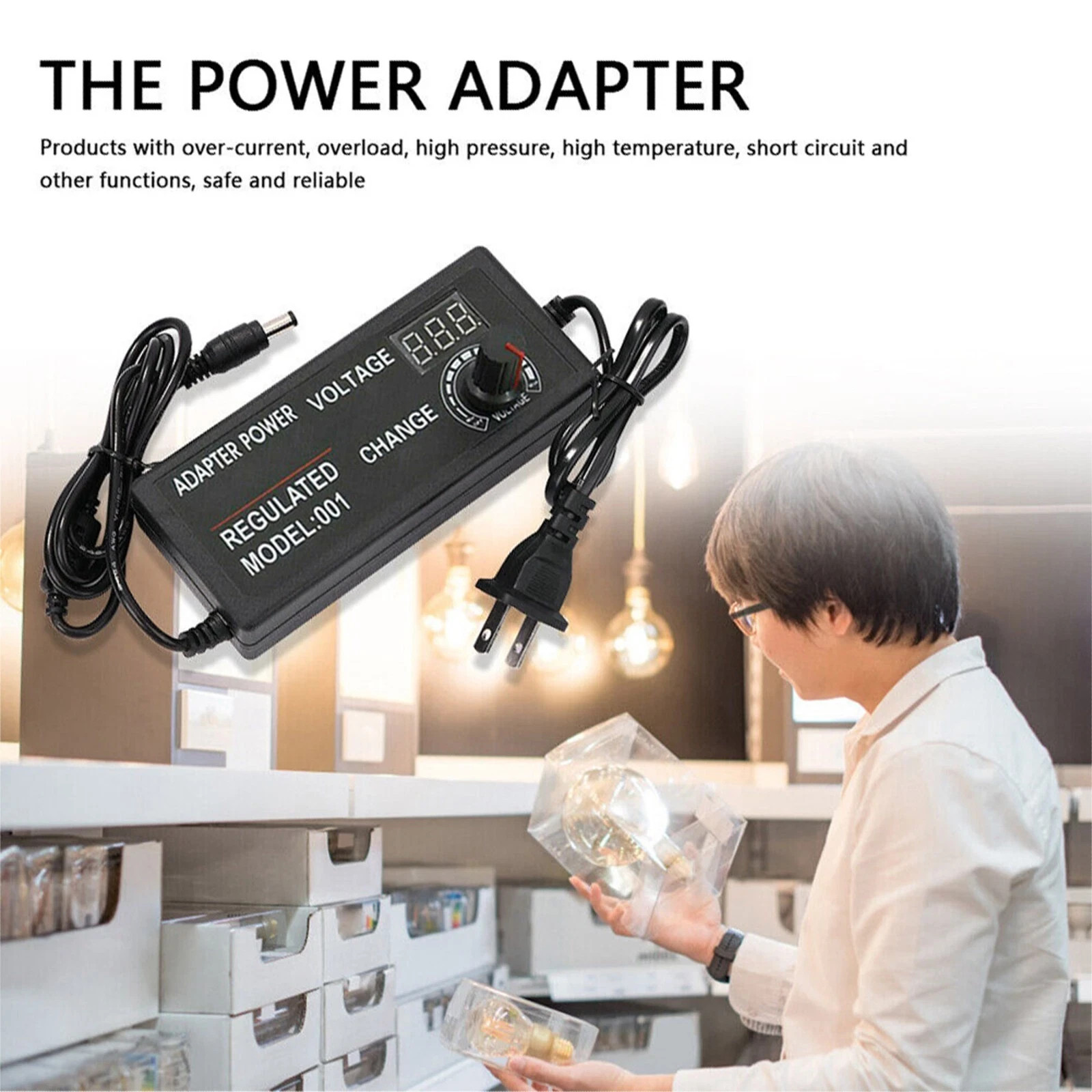 60W Power Supply Adjustable Variable Voltage DC 3V~24V Universal  AC/DC Adapter