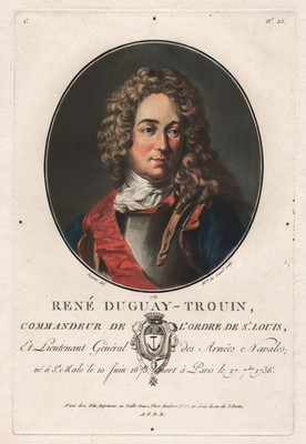 Rene Duguay-Trouin Freibeuter slave trader Pirat corsair Portrait mezzotint 1789