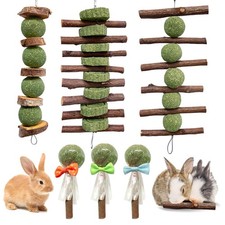 Jorewood 3 Pcs Bunny Chew Toys with 3 Pcs Rabbit Chew Lollipop for Teeth Grin...