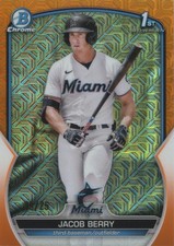 Jacob Berry 2023 Bowman Chrome 1st Orange Mega Box Refractor RC Marlins 9/25
