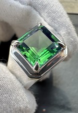 Emerald Gemstone With 925 Sterling Silver Ring For Men's Handmade Ring