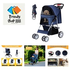 Luxury Foldable Pet Stroller for Small Dogs  Cats - Breathable Mesh  Storage