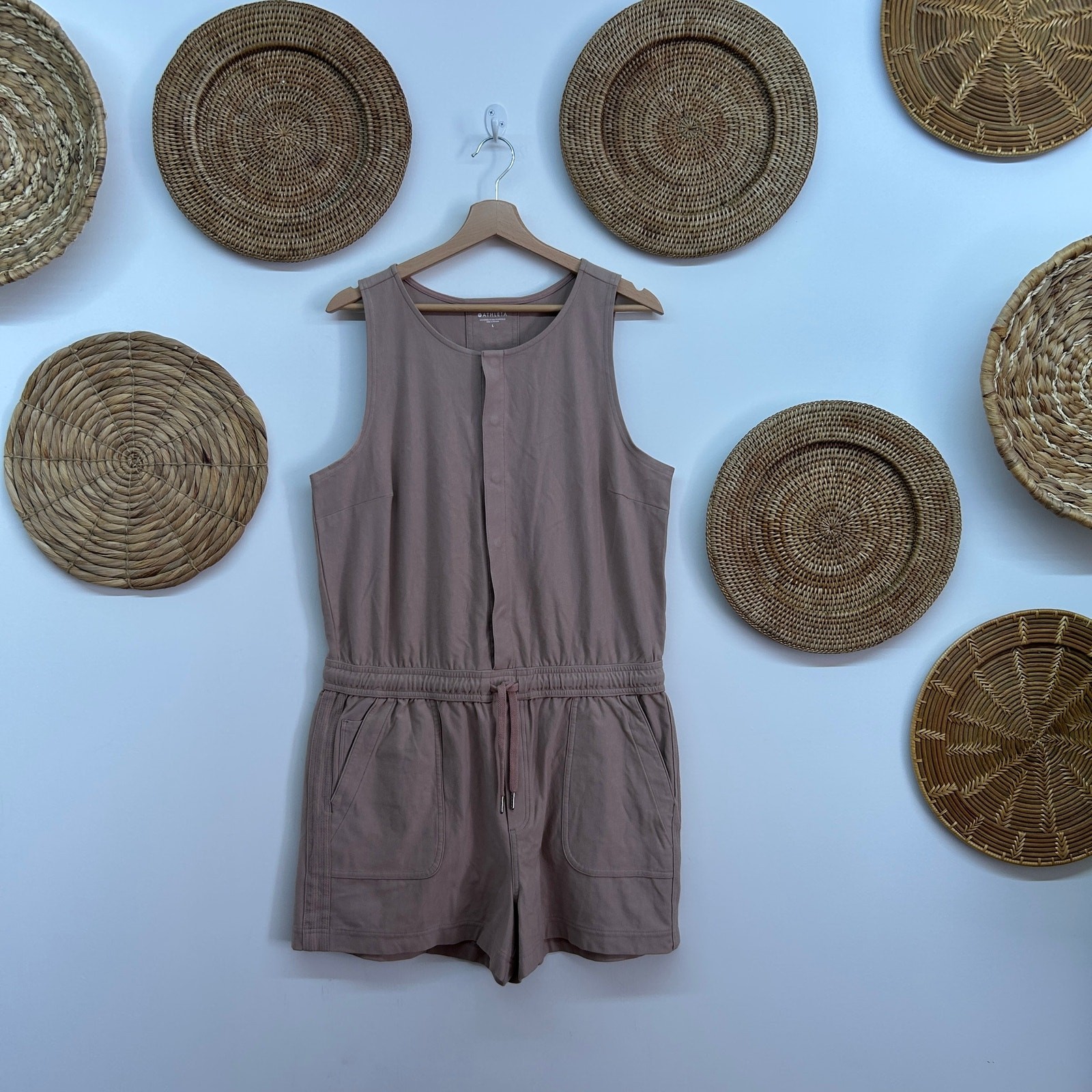 Athleta Neutral Brown Button Up Drawstring Sleeve… - image 1