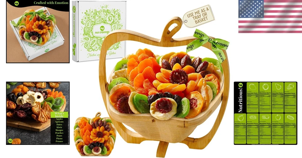 Elegante Cesta de Dulces Diwali - 9 Frutos Secos Surtidos en Cesta de Manzana de Madera Foto 2 de 4