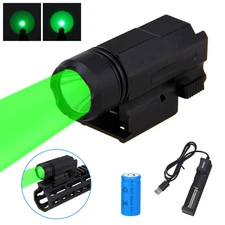 Mini Green LED Flashlight Pistol Light 20mm Picatinny Rail Hunting Torch Compact
