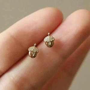Authentic Radiant Acorn Moissanite Talisman Studs In 14K Gold Plate