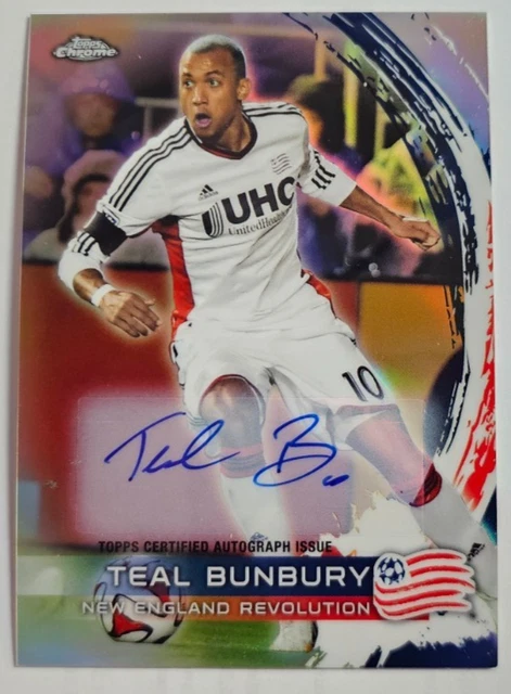 2014 Topps Chrome MLS Teal Bunbury Autogrammkarte signiert New England Revolution