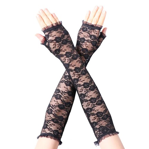 2025 Sexy Lace Gloves Thin Long Bride Wedding Party Arm Elbow Prom Driving - Picture 17 of 28