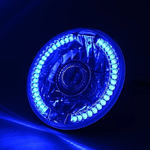7" Blue LED Halo Ring Projector Headlight Light Pair Fits: 76-17 Jeep Wrangler - Picture 8 of 12