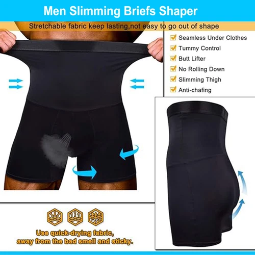 Herren Kompression Hohe Taille Boxershorts Bauch Slim Body Shaper Gürtel Hose US - Bild 8 von 29