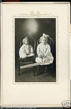 Antique Photo In Folder-Margaret & Marie Walker-2 Cute Little Girls