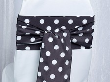 100 Polka Dot Shiny Satin Chair Sashes Bows 6"x108" 6 Colors Wedding Party Dots