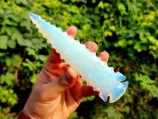 Large Opalite Arrowhead – Hand-Carved Crescent Crystal for Healing & Jewelry