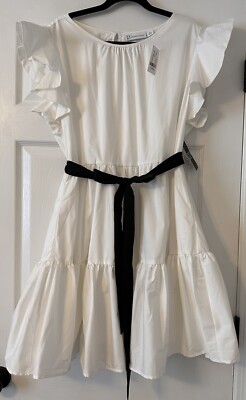 NY&C Timeless Tunic White w/ Black Sash Belt Dress Woman s Size: XL  NWT!