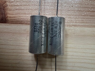 10X ASC HEW 326 Hermetically Sealed Capacitor .33MFD 50Vdc, New.