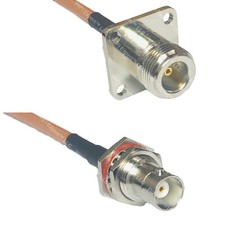 RG400 N FLANGE FEMALE to BNC FEMALE BIG BULKHEAD RF Cable FAST-SHIP LOT