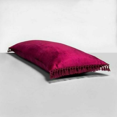 Opalhouse Velvet Magenta XLong Throw / Body Pillow 49" L Crochet Trim
