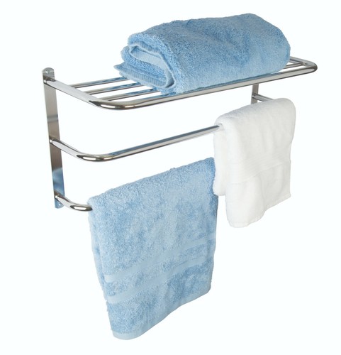 Croydex Wall Mounted Bathroom Towel Rack Tiered in Chrome, Storage Bar - Picture 5 of 5