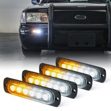 4x Amber White Led Car Truck Warning Hazard Flashing Beacon Strobe Light Bar