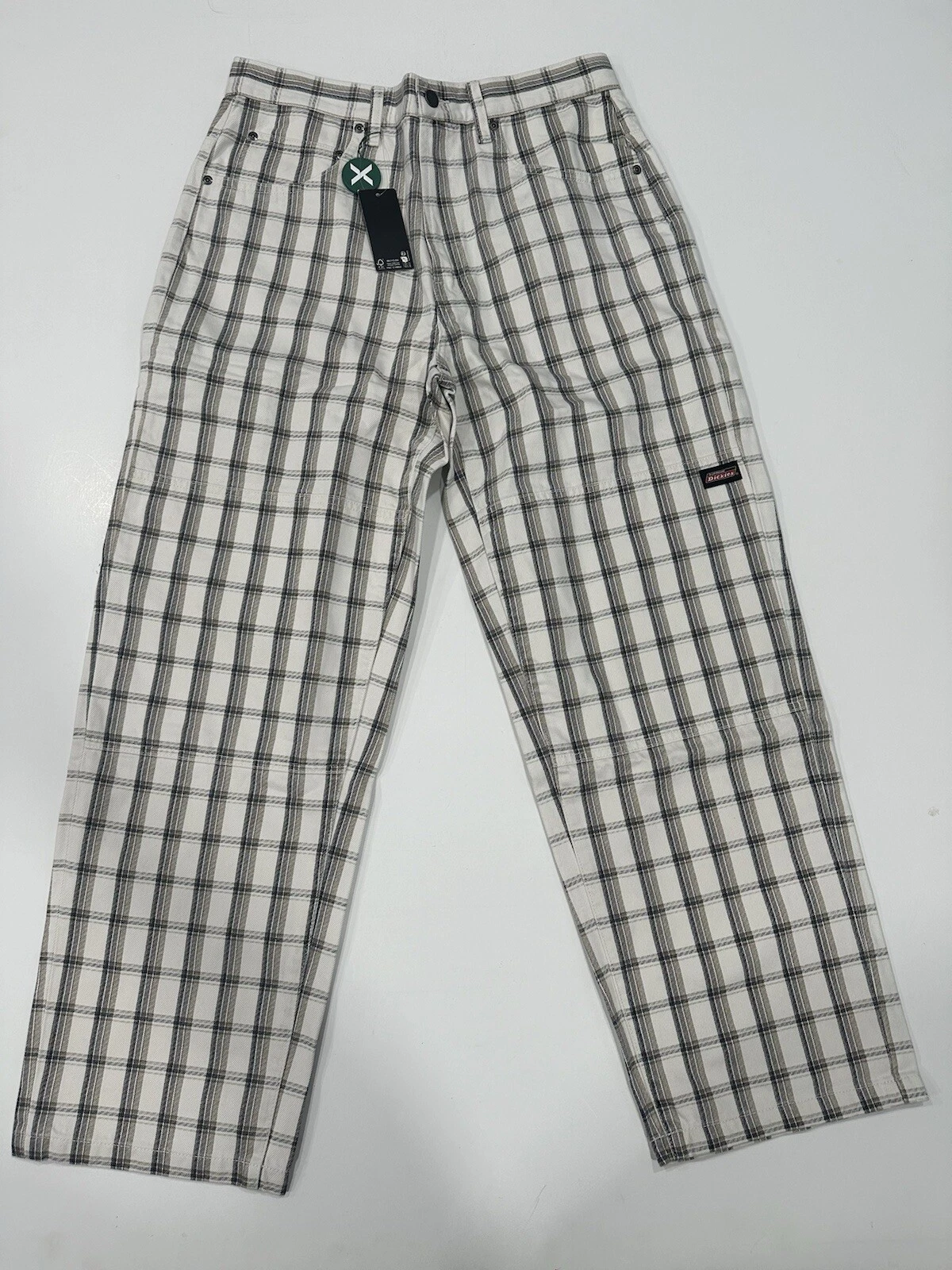 Jean baggy double genou Supreme Dickies à carreaux blancs taille 30 neuf avec étiquette