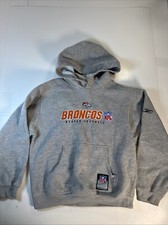 VINTAGE Denver Broncos NFL Hooded Jumper YOUTH SZ SMALL Sweatshirt Logo Pocket