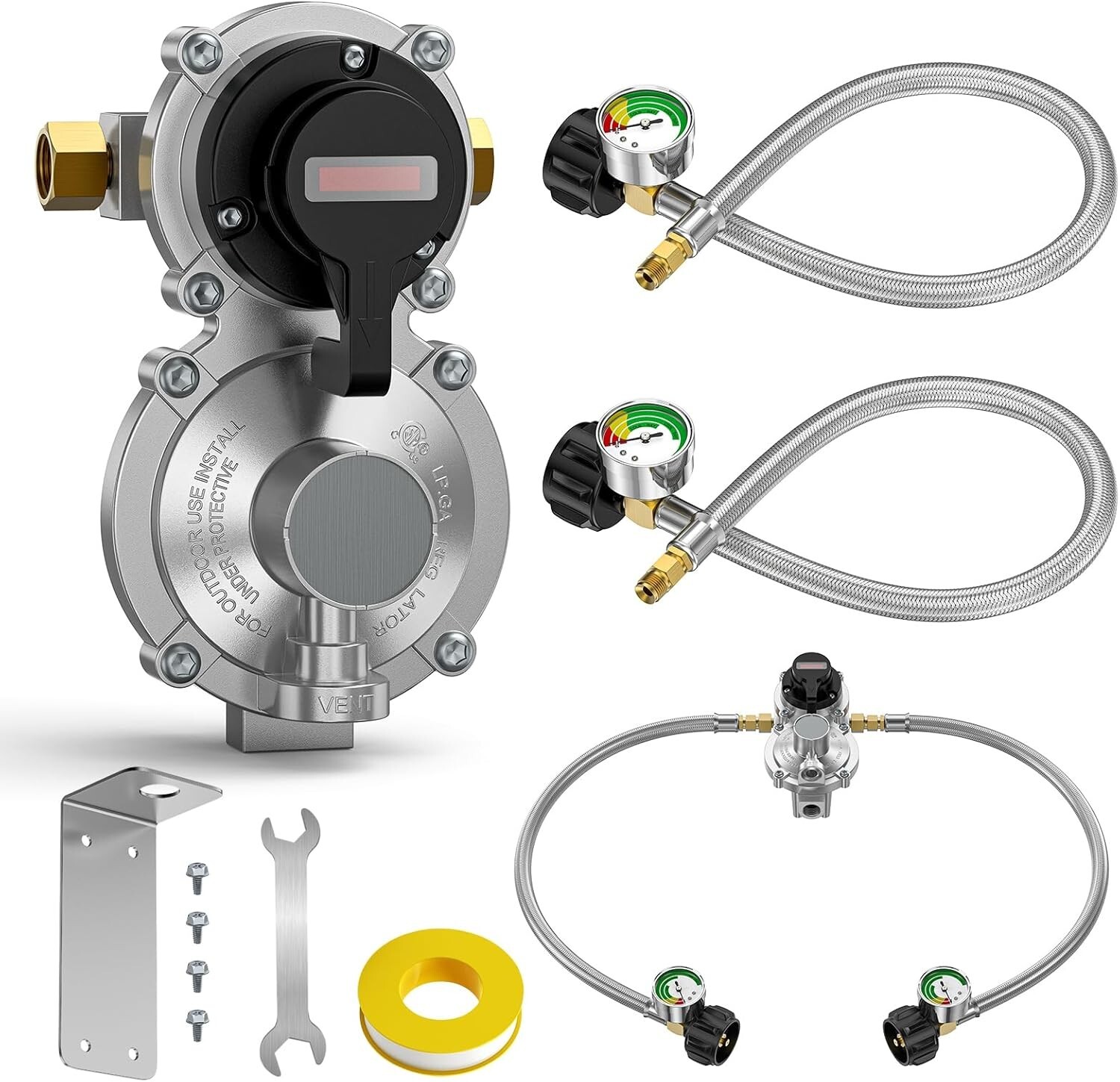 High-Quality 2-Stage Auto Changeover Propane Setup for RVs with Gauge Included