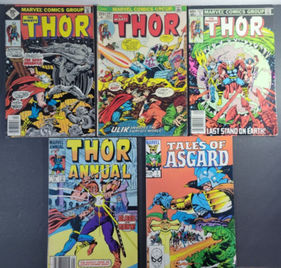 5) The Mighty Thor #211 258 327 Annual 12 Tales of Asgard #1 Lot