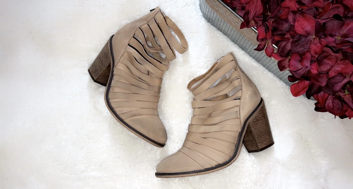 FREE PEOPLE Hybrid Strappy Leather Ankle Bootie SZ 9 eBay