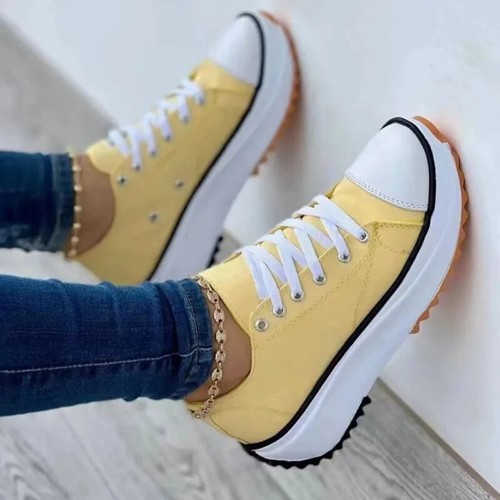 2025 New Speedy Classic White Canvas Shoes Women Sneakers Solid Lace-Up - Picture 15 of 29