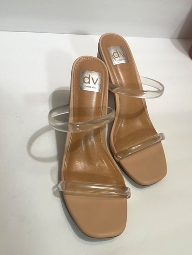 DV DOLCE VITA nude flesh blush pink clear strap round chunk heel sandal women 9 - Picture 12 of 13