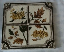 ENGLISH colourful arts & crafts aesthetic design ANTIQUE TILE b