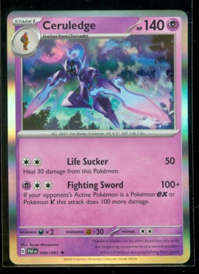 Pokemon CERULEDGE 040/091 - Paldean Fates - RARE HOLO - - MINT | eBay