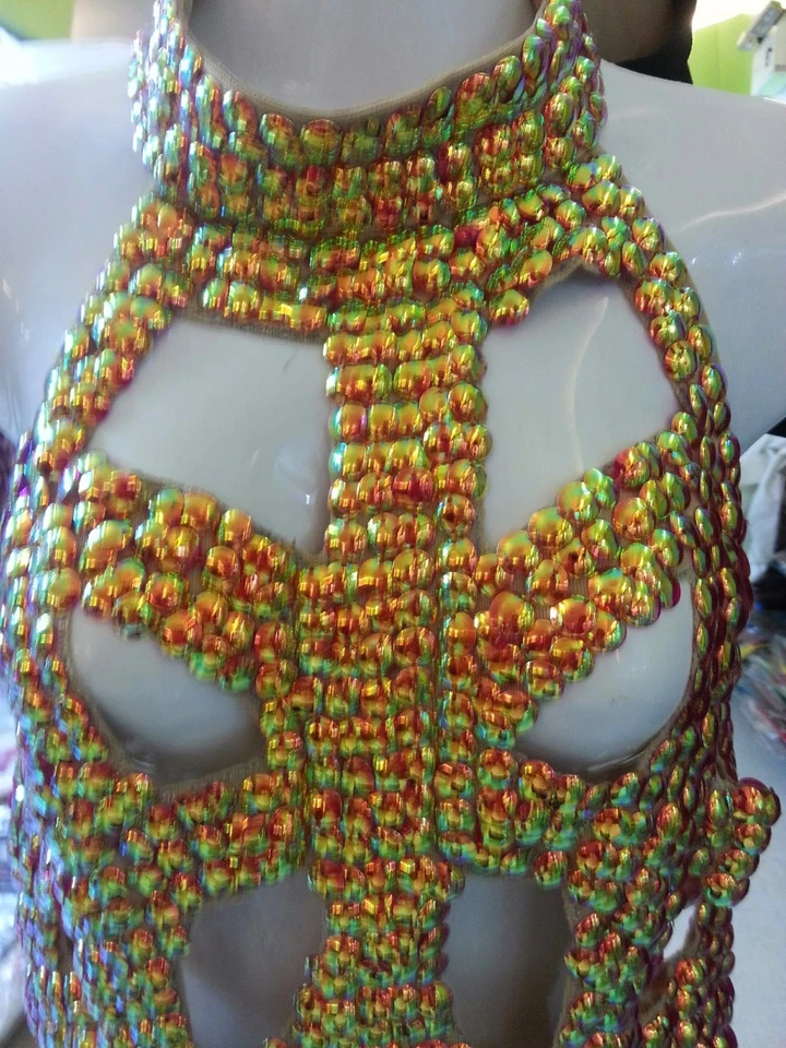 Vestido de Baile Da NeeNa M514 Araña Chica Lentejuelas Samba Latina Showgirl XS-XL Foto 3 de 4