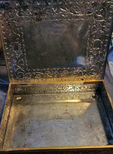 CAJA DE ALMACENAMIENTO DE HOJALATA DE METAL VINTAGE ROYAL VERKADE FÁBRICAS ZAANDAM, HOLANDA EN MUY BUEN ESTADO - Imagen 2 de 5