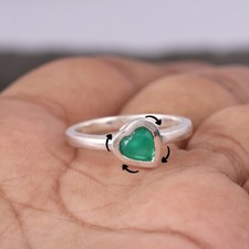Green onyx spinning heart sterling silver ring womens engagement gift jewelry