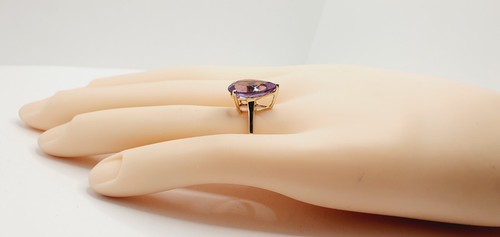 9ct Amethyst 4ct Teardrop Solitaire Single Stone Ring Size Q Yellow Gold - Picture 22 of 24