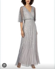 Adrianna Papell Beaded Sequin Maxi Gown Dress Size 8 US